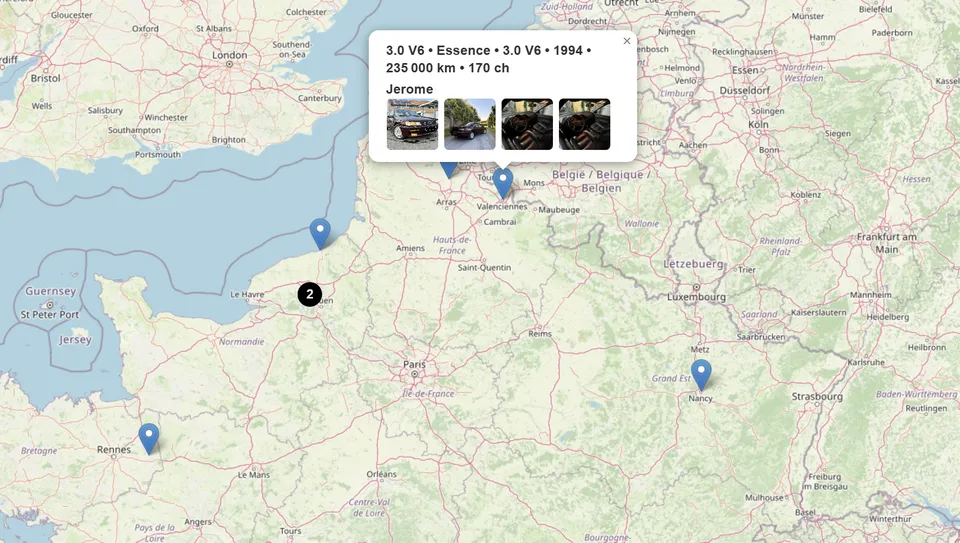 Carte des conducteurs de Peugeot 605